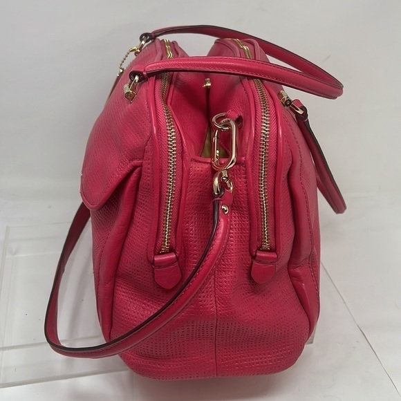 Coach 30092 Madison Embossed Leather Georgie Shoulder Satchel in Pink Ruby - Picture 3 of 16
